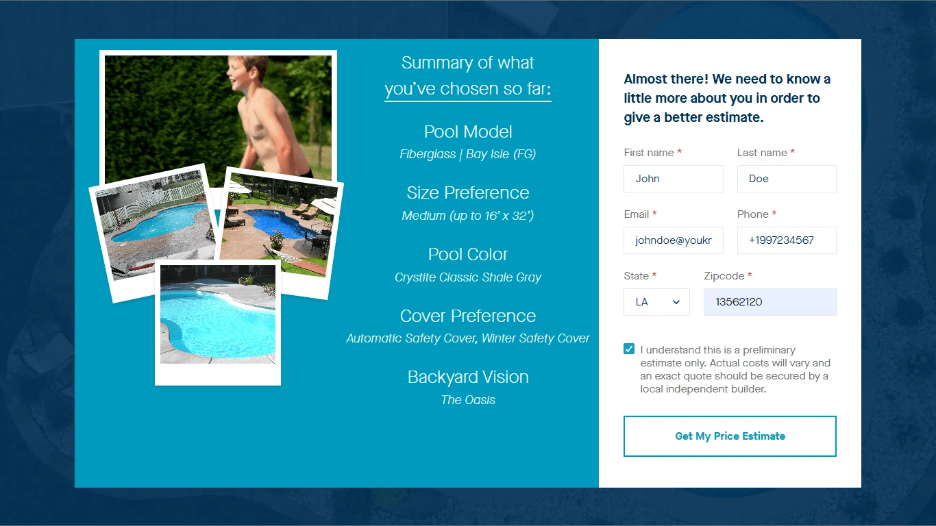 Latham Pools Estimator
